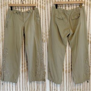 Vintage Arizona Y2K 2000s Khaki Embellished Embroidered Boho Fairycore Cargos L